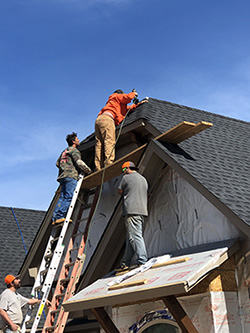 Roofing crew at work